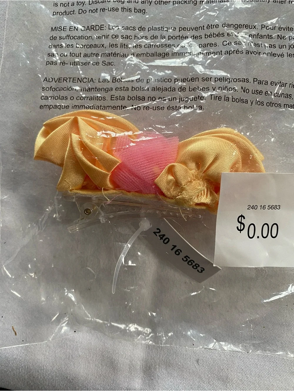Halloween Gold & Pink Bow Hair Clip